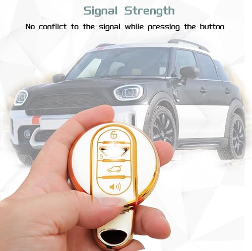 Miniatura 5 de Funda para llavero Mini Cooper, accesorios para llavero compatible con Clubman Countryman F54 F55 F56 F57 F60 Protector (blanco)