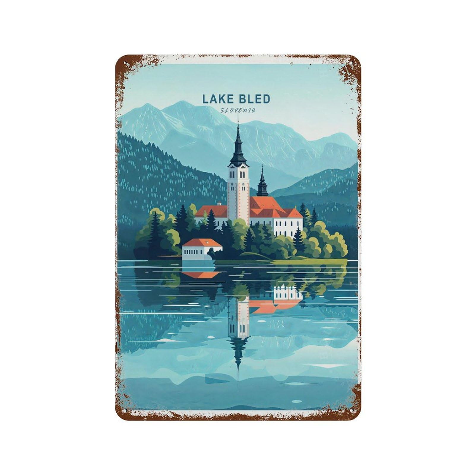 xiaoxiaoshen Lake Bled Slovenia Travel Gifts, Birthday Wall Decor Art Metal Tin Poster Modern Home Decor Art Home Bar Shop Decorations Vintage Sign 30x20cm