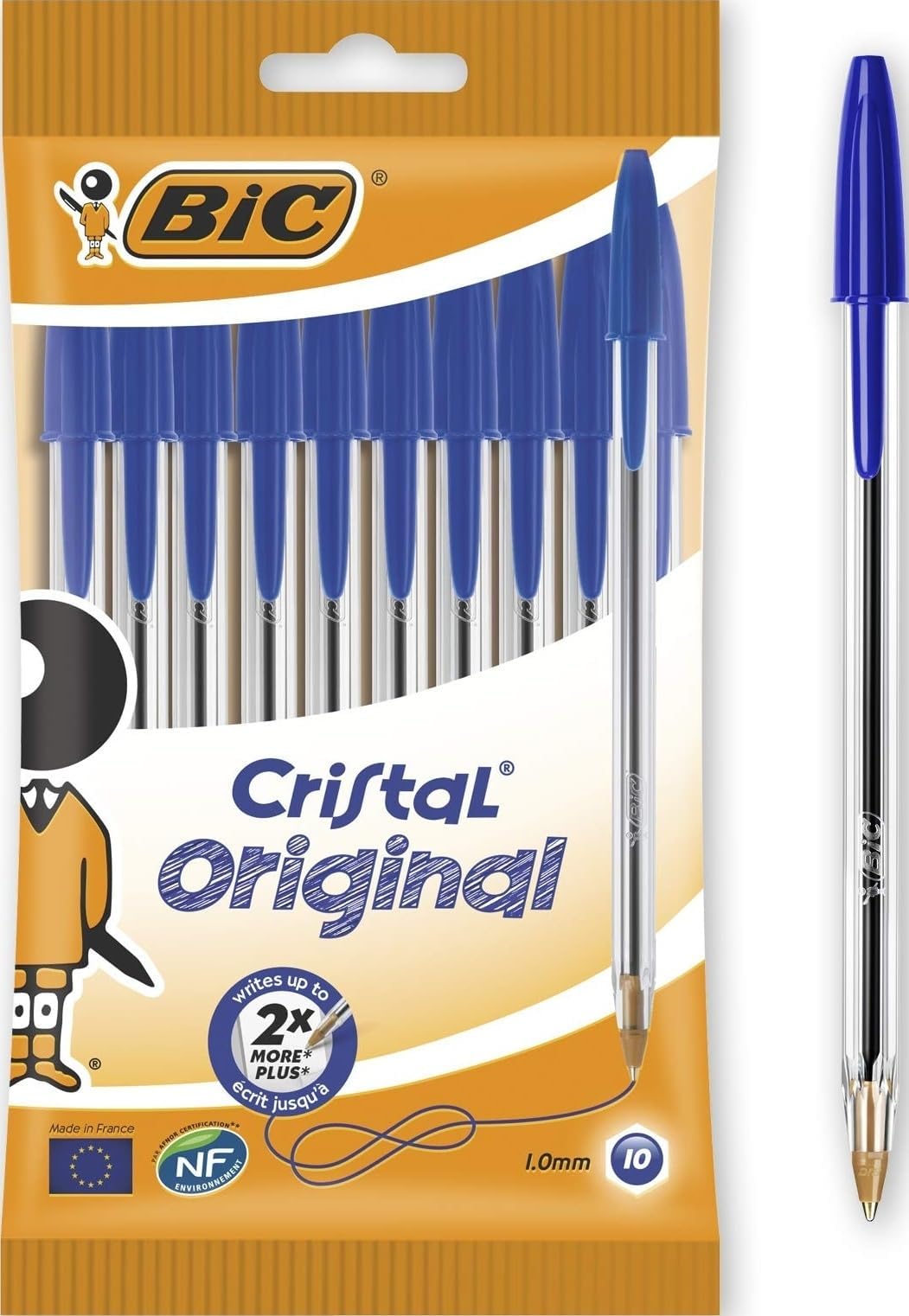 Cristal Original Ballpoint Pens Medium Point 1.0mm Blue Pack of 10