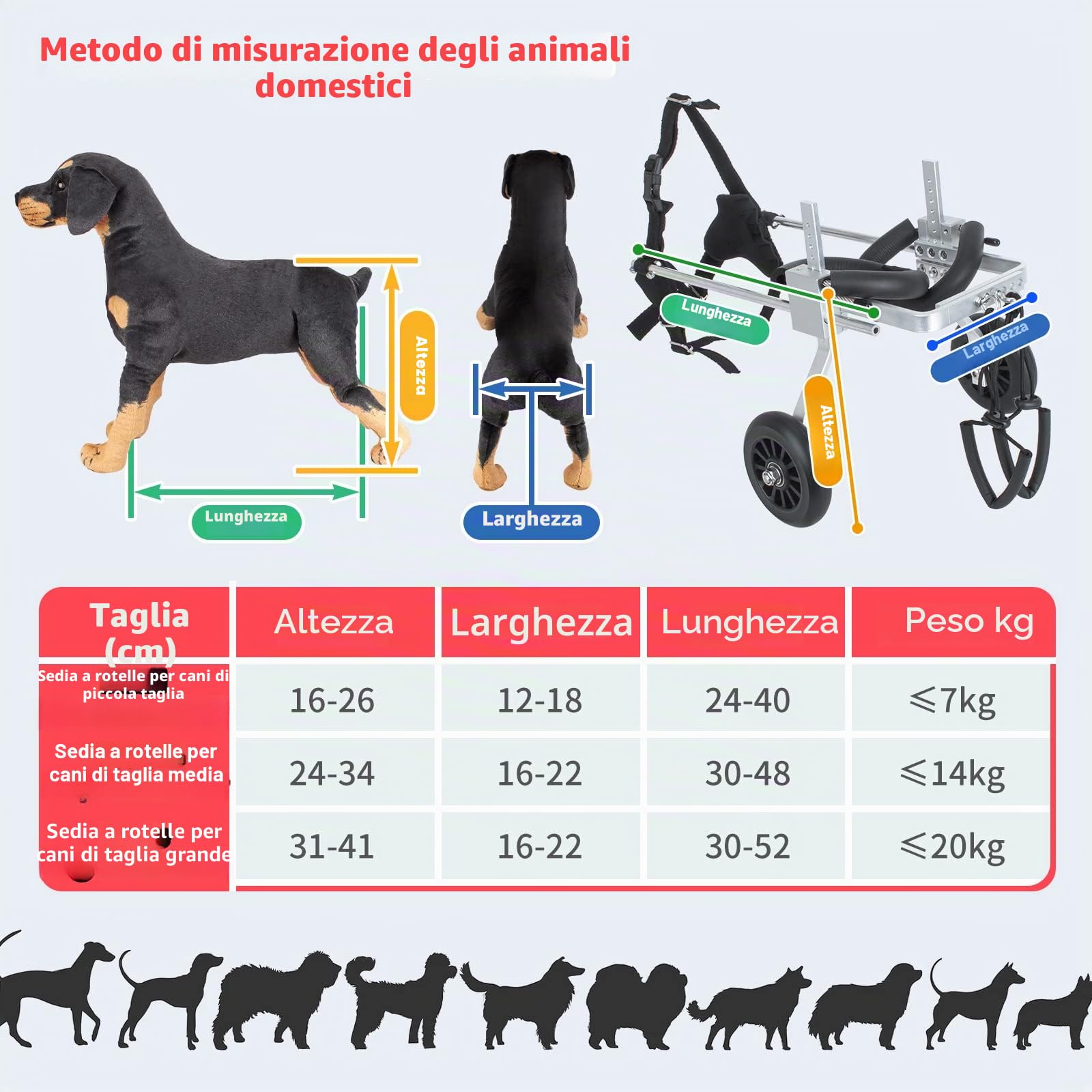 Grande formato 2 ruote leggero in lega di alluminio pet Dog sedia a rotelle, regolabile Walk Assistant carrello kit adatto per 31 ~ 41 cm posteriore gambe portatori di handicap posteriore 9