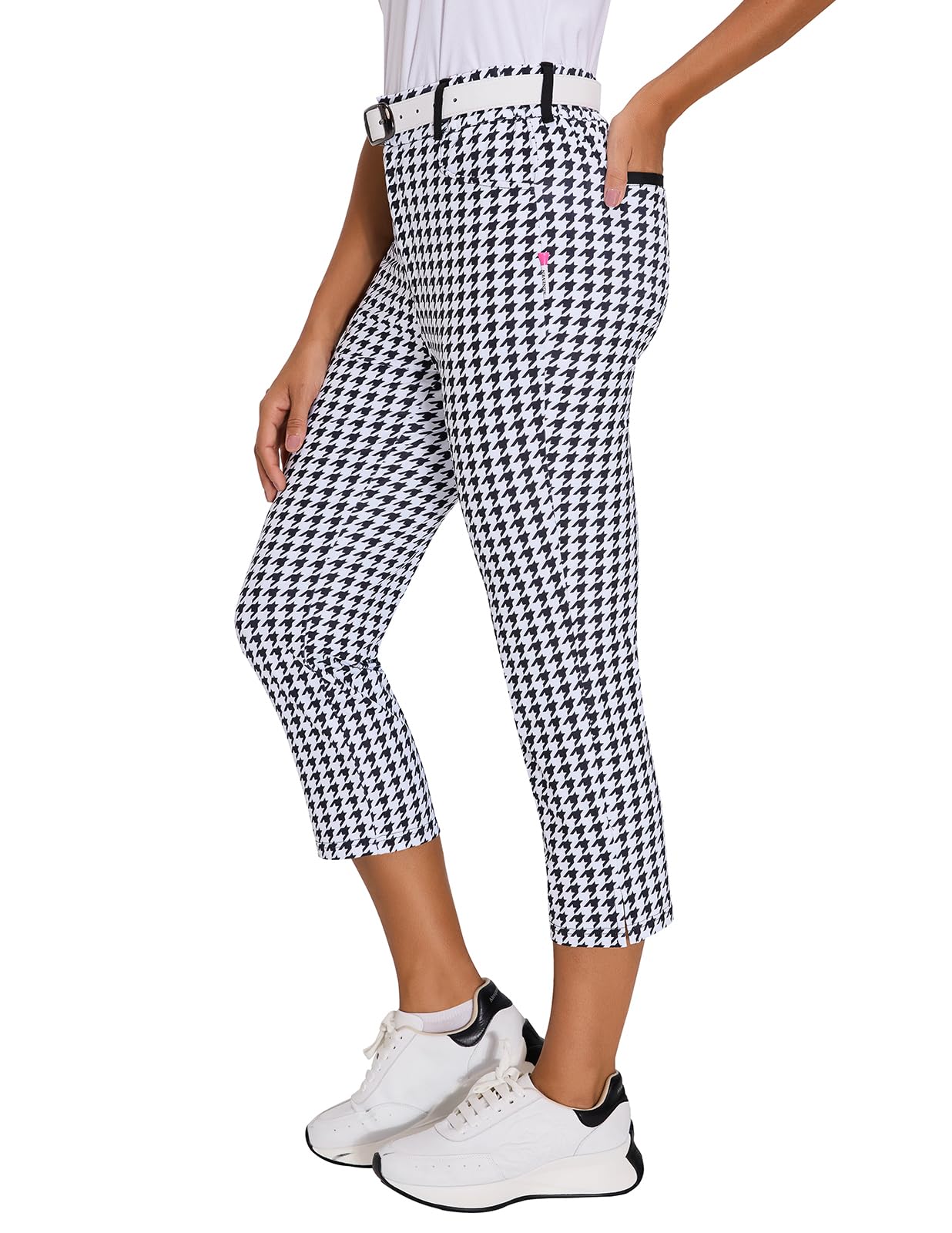 Pantaloni Golf Donna 7/8 Elasticizzati con Cerniera Destra con Passanti per Cintura Business Lavoro Pantaloni Golf da Jogging, Leggeri, per Sport, Viaggi, Lavoro, Lounge