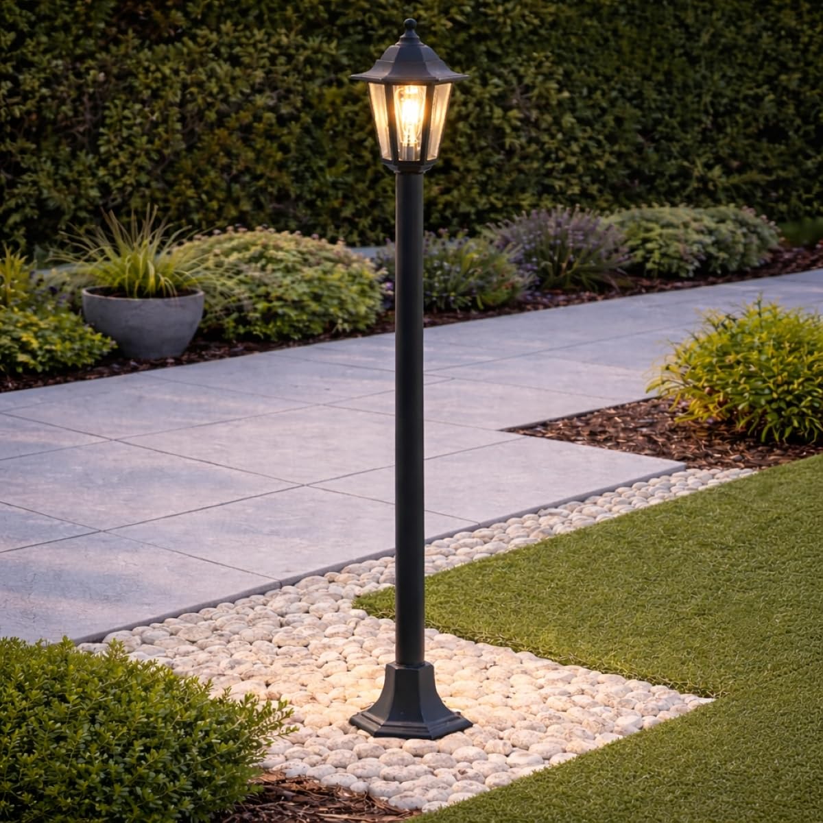 CGC Lighting Outdoor Post Light Bollard Pedestal Lantern Pillar Pathway Traditional Vintage Light Garden