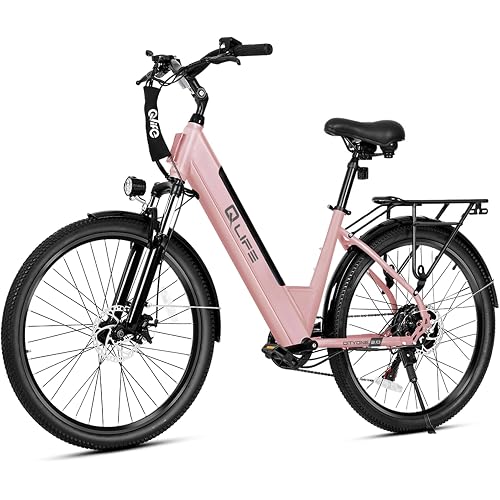 Qlife Cityone 2.0 Electric Bike for Adults,Up to 65Miles Range,1200W Peak Motor 26" Ebike,48V 499.2WH Certified Battery Electric Commuter Bicycle with Front Suspension & 7-Speed Ebikes