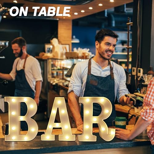 Miniatura 4 de Letras Iluminadas LED, Señales de Barra LED, Luces de Barra a Batería, Luces con Letras para el Hogar, Decoración de Barra Blanco,Negro