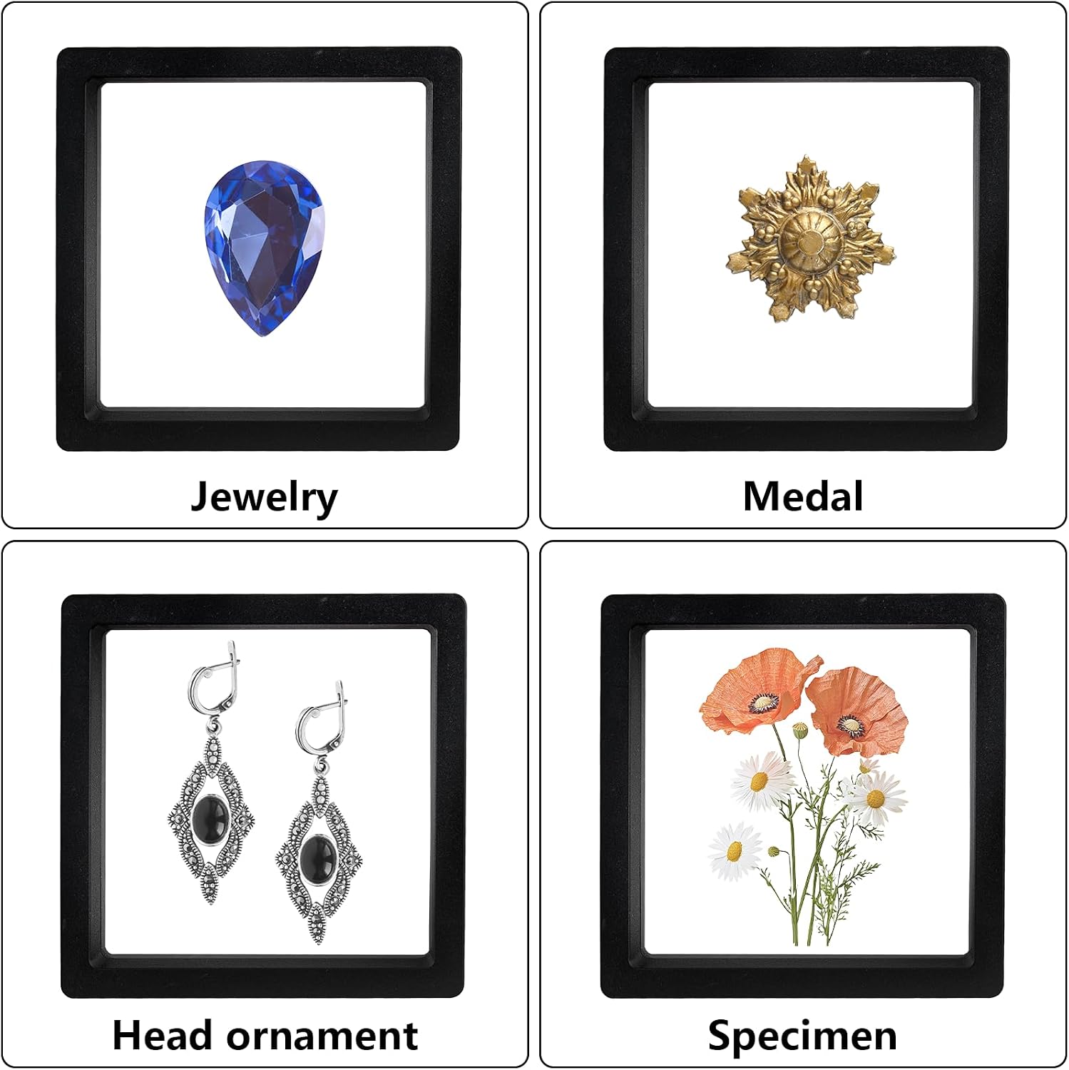 Black 3D Floating Frame Display Holder Stands, Coin Display Stands Set of 20 3D Floating Jewelry Frame for Challenge Coins, AA Medallions, Jewelry- 3.5 x 3.5 x 0.8 Inches image 5