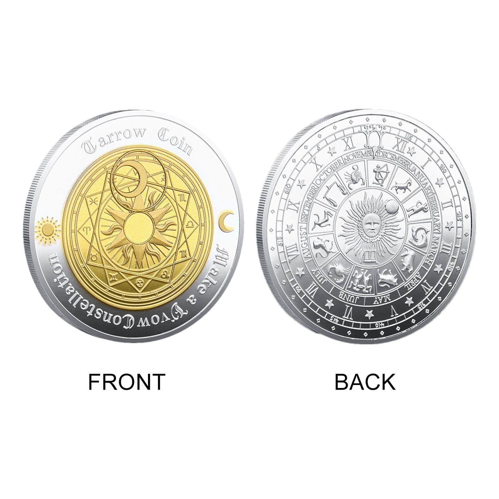 Amazon.co.jp: 記念コイン タロットカード 風水 星座 お土産 コレクション 記念硬貨 ラッキーコイン 女性のための収集価値のあるコイン,  日月占いタロットチャレンジコイン ラッ キー星座アートクラフトコレクションコイン : おもちゃ