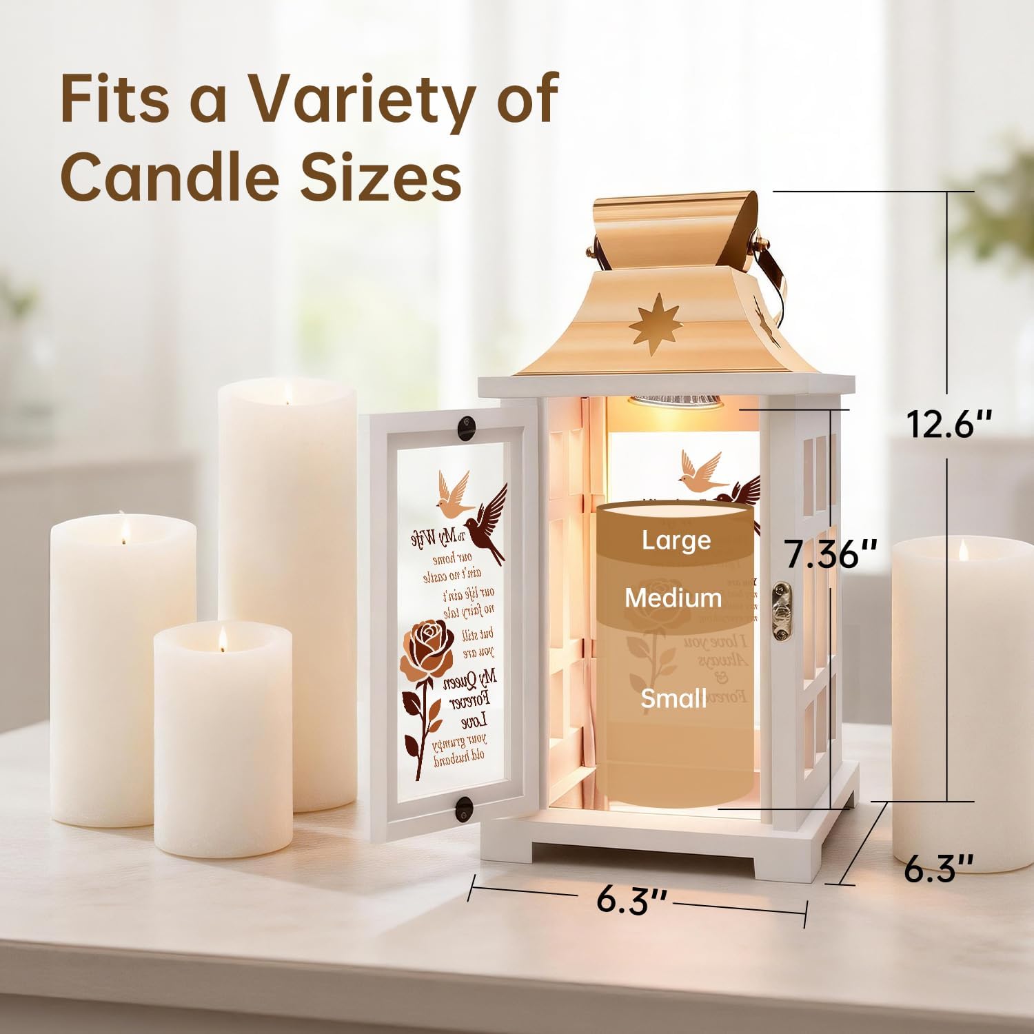 Romantic Gifts for Wife from Husband, to My Wife Candle Warmer Lanter, Flameless Wax Melt Warmer Lamp with Timer & Dimmable Light, Birthday Anniversary Valentine's Day Gifts for Wife