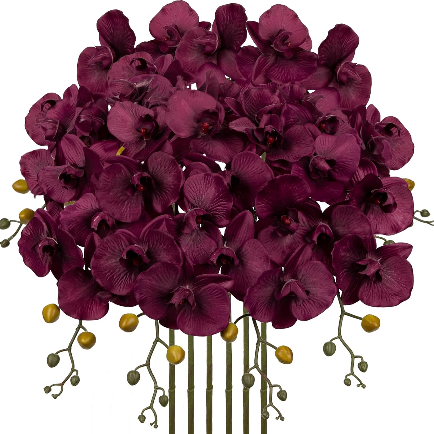 6PCS 32" Artificial Orchid Stems Red Butterfly Orchid Faux Phalaenopsis Flowers for Home Wedding Centerpieces Office Table Decorations Real Touch Silk Orchids for DIY Floral Arrangements