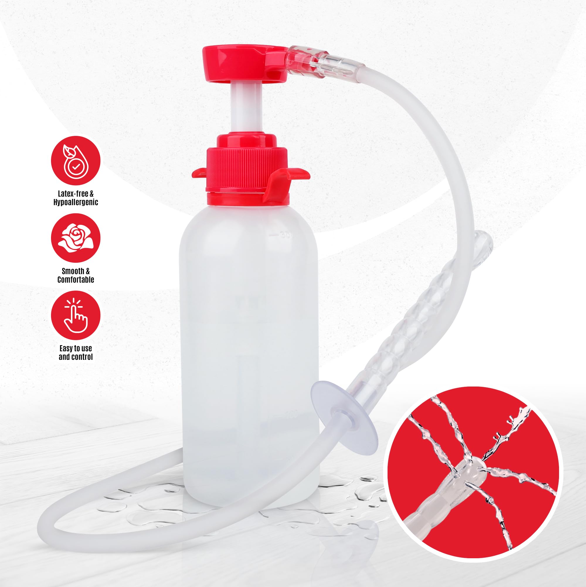 Douche System mycia higieny osobistej 3-częściowy zestaw pompki do butelek Kobiecy Douche vaginale - Douche z gładką dyszą natryskową - Osobisty środek czyszczący wielokrotnego użytku dla kobiet