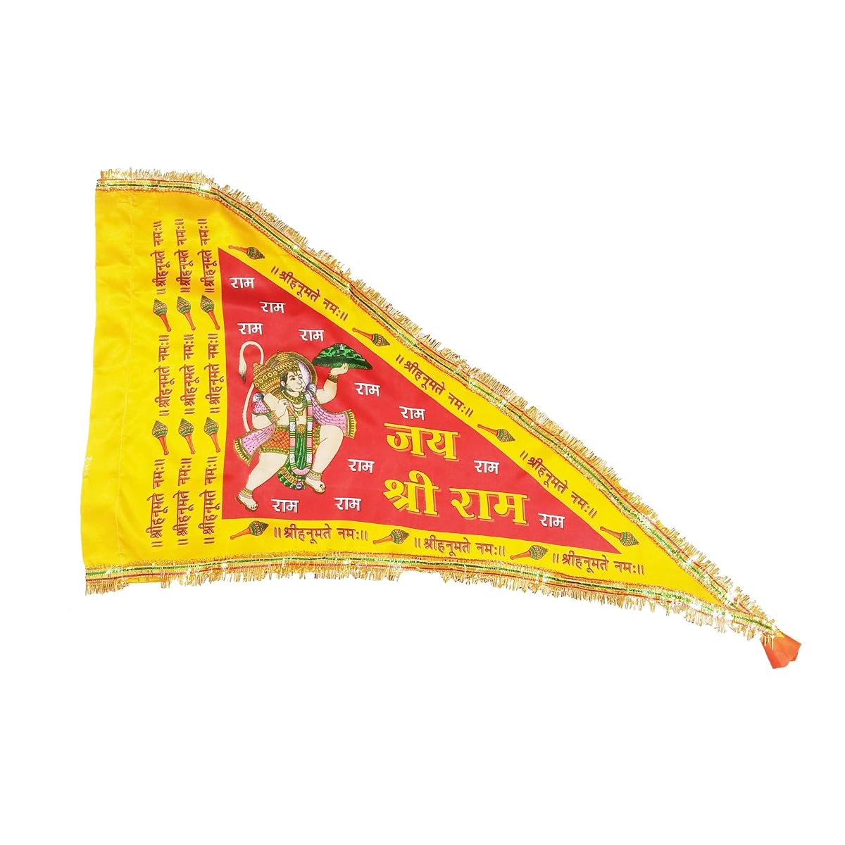 Jioo Organics Hanuman Ji Jhanda | Bajrangbali Flag | Satin | Size: Small