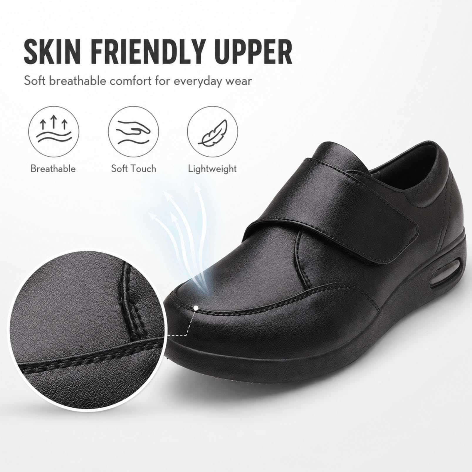 Genérico Zapatos Hombre Caminar Ajustables Transpirables Anchos Antideslizantes