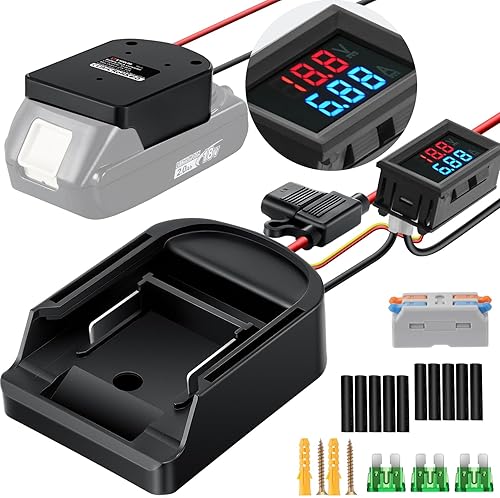 Miniatura 1 de Adaptador de batería para batería Makita de 18 V, adaptador ETOOLAB para ruedas eléctricas con pantalla LED de voltaje de amperímetro, fusibles y