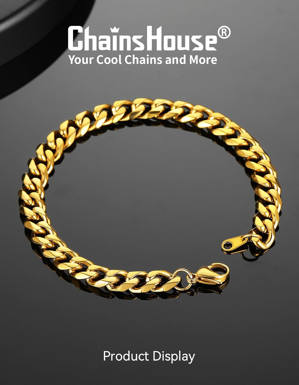 ChainsHouse Cuban Link Bracelet for Men, Stainless Steel Mens Bracelet 3MM/6MM/9MM/12MM Width Cuban Chain Wrist Bracelets, 6.3"-8.3" Length, Send Gift Box - Image 3