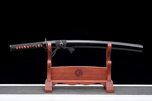 Miniatura 2 de JIHPEN sword - Katana corta, espada wakizashi japonesa hecha a mano de acero al carbono 1045 espiga completa -31 pulgadas