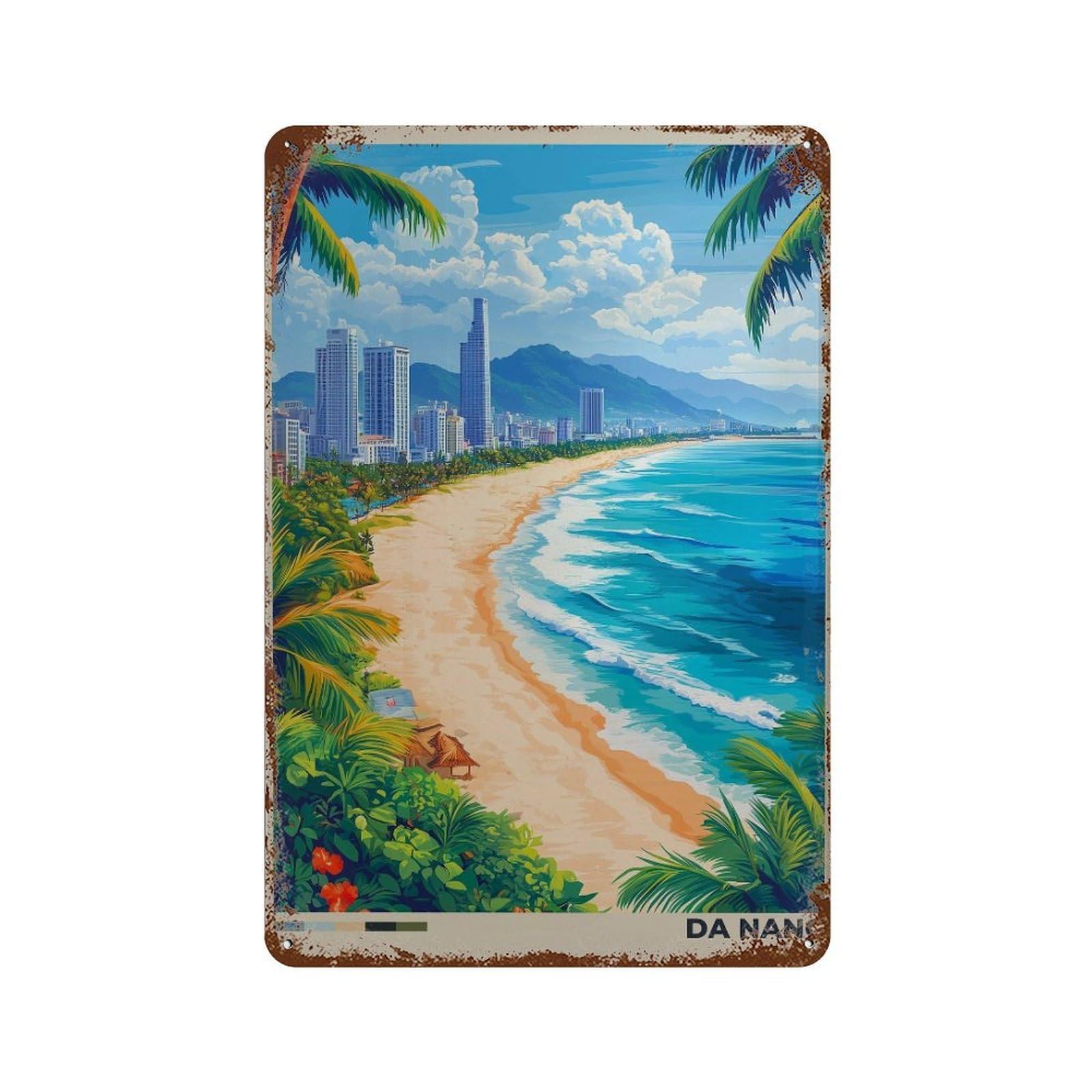 xiaoxiaoshen Da Nang Vietnam Travel Lang Co Beach Wall Decor Art Metal Tin Poster Modern Home Decor Art Home Bar Shop Decorations Vintage Sign 30x20cm