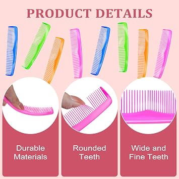 50 Pack Combs Bulk, Pocket Combs in Bulk, Colorful Coarse and Fine Tooth Comb for Homeless Hotel Airbnb Shelter, 4 Colors, 50