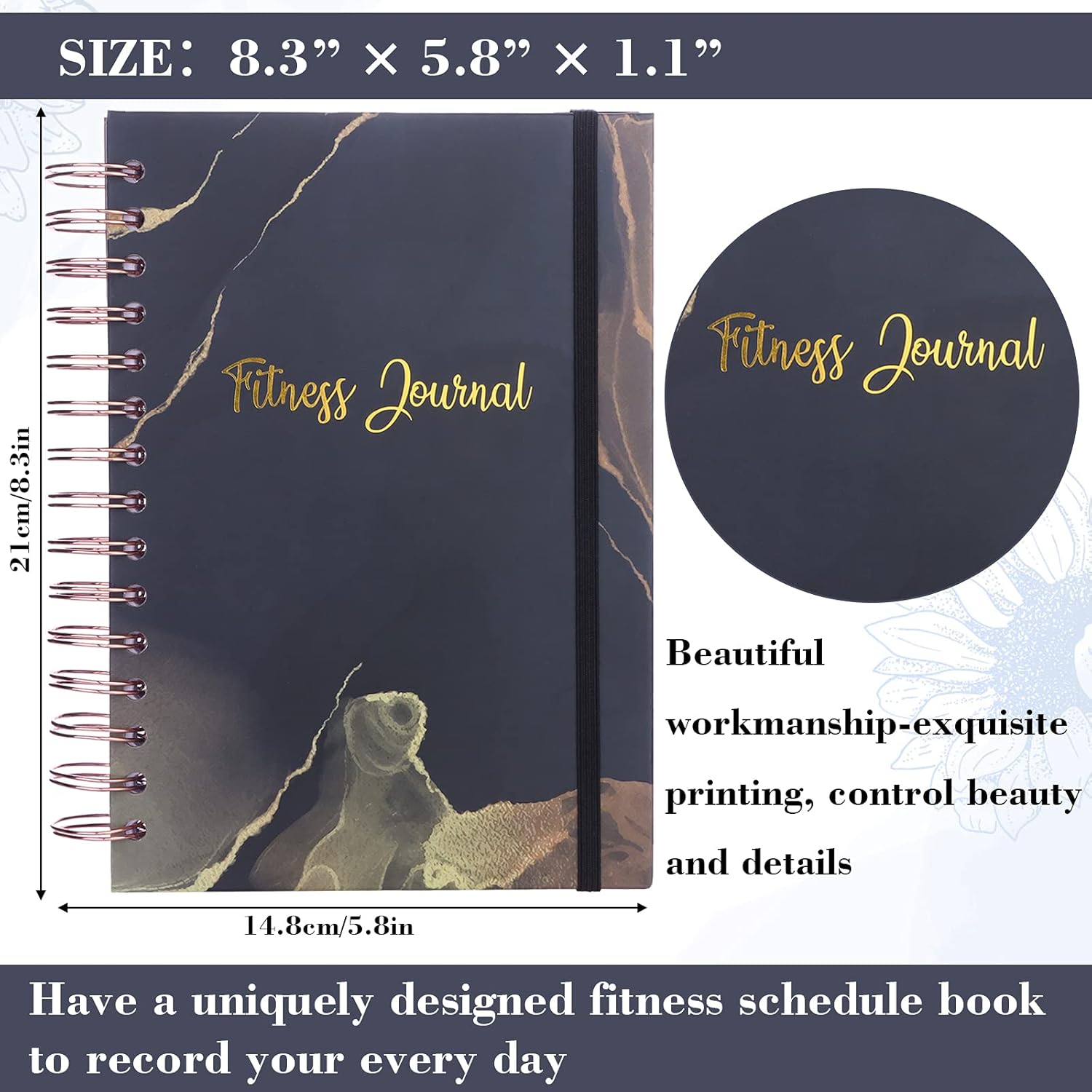 Fitness Journal Workout Planners Nutrition Planner with Diet & Calorie Tracker Daily Personal Health Tracker, 160 Pages(Black) : Sports & Outdoors