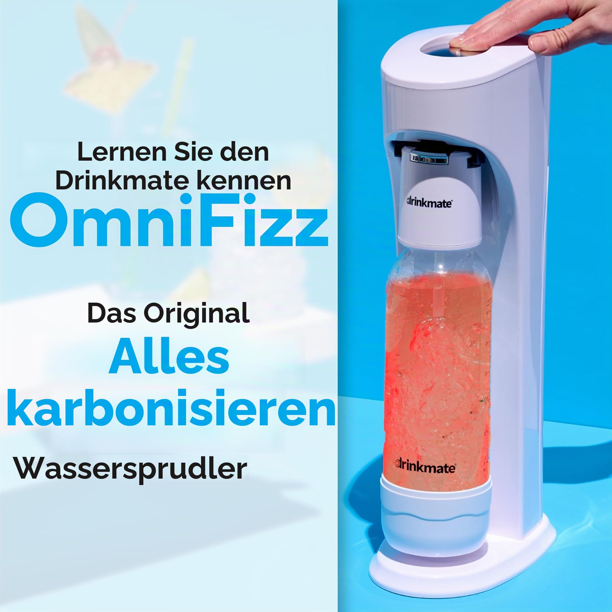 Drinkmate OmniFizz Sprudelwasser und Soda Maker, kohlensäurehaltig jedes Getränk, ohne es zu verwässern, CO2-Zylinder nicht im Lieferumfang enthalten (klassisches Weiß)