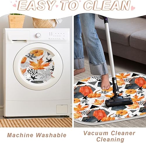 Miniatura 6 de Fall Pumpkin Maple Memory Foam Bath Rug Soft Velvet Non-Slip Bathroom Rug Super Absorbent Shower Floor Mats Thick Bath Mat Carpet for Bathroom,Tub