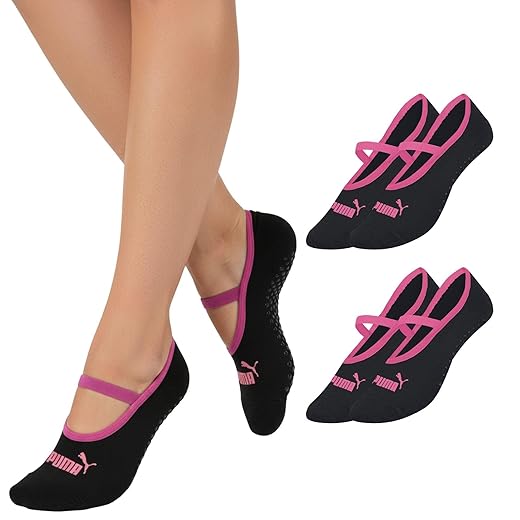 Kit 2 Pares Meia Antiderrapante Pilates Sapatilha Feminina Puma Original