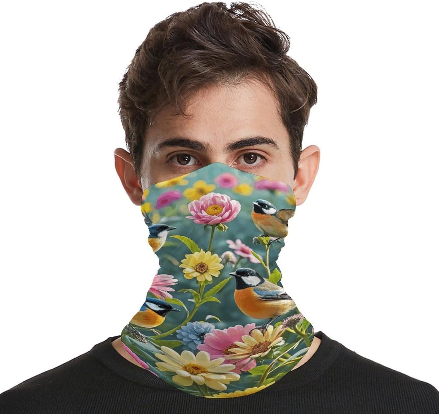 Garden with Birds and Flowers Cooling Headscarf Cooling Breathable Face Mask UV Protection Scarf Hiking Bandana