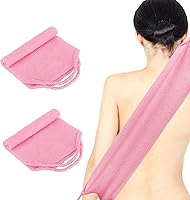 Vista 13 de 2 piezas exfoliante de espalda con asas, toalla para ducha, exfoliante de espalda de nailon, para hombres y mujeres (morado)