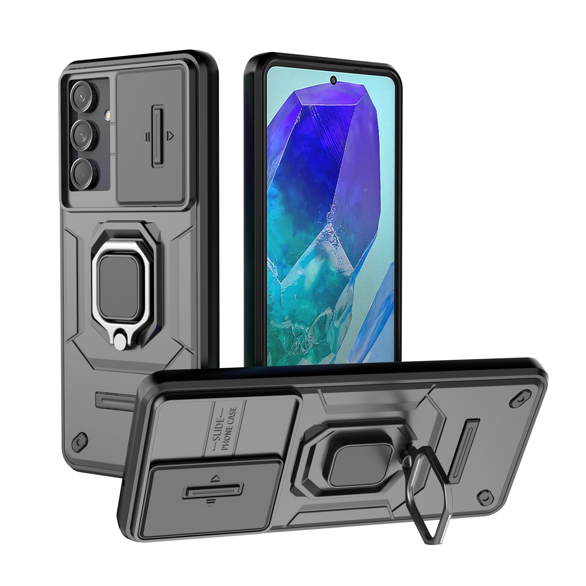 ZOBRIX Back Cover Compatible to Samsung Galaxy M55 5G, F55 5G with Sliding Camera Shield Cover & 360° Protection Ring Stand Mobile Phone Case for Samsung Galaxy M55 5G, F55 5G (Black) (B0D9SDYX42) Amazon Price History, Amazon Price Tracker