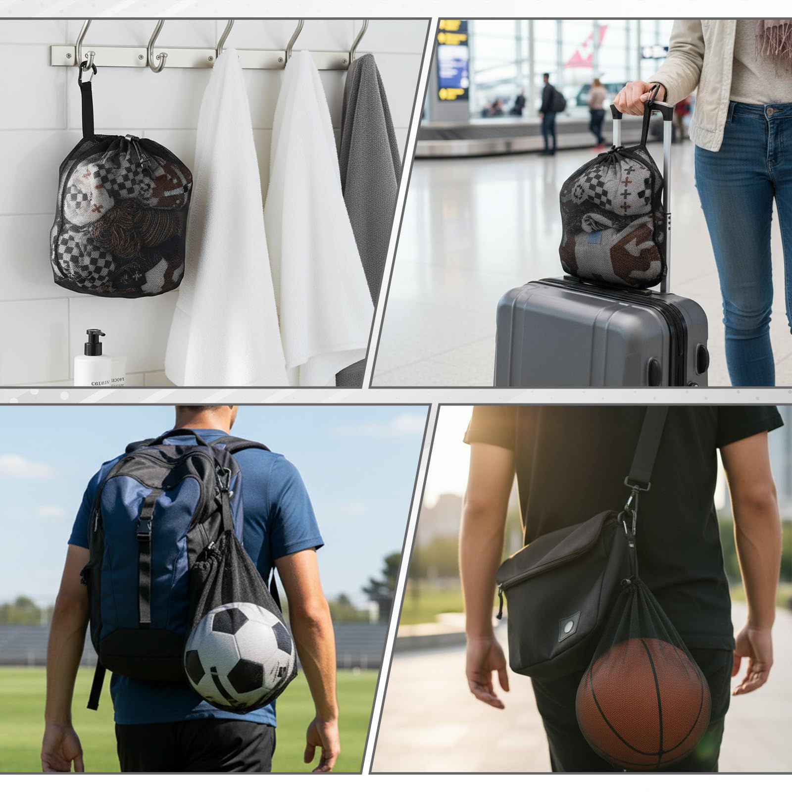 Universal Sports Ball Bag Organizer Backpack with Adjustable Straps Amazon.com : Single Mesh Ball Bag with Zipper Pocket Ball  main image 2