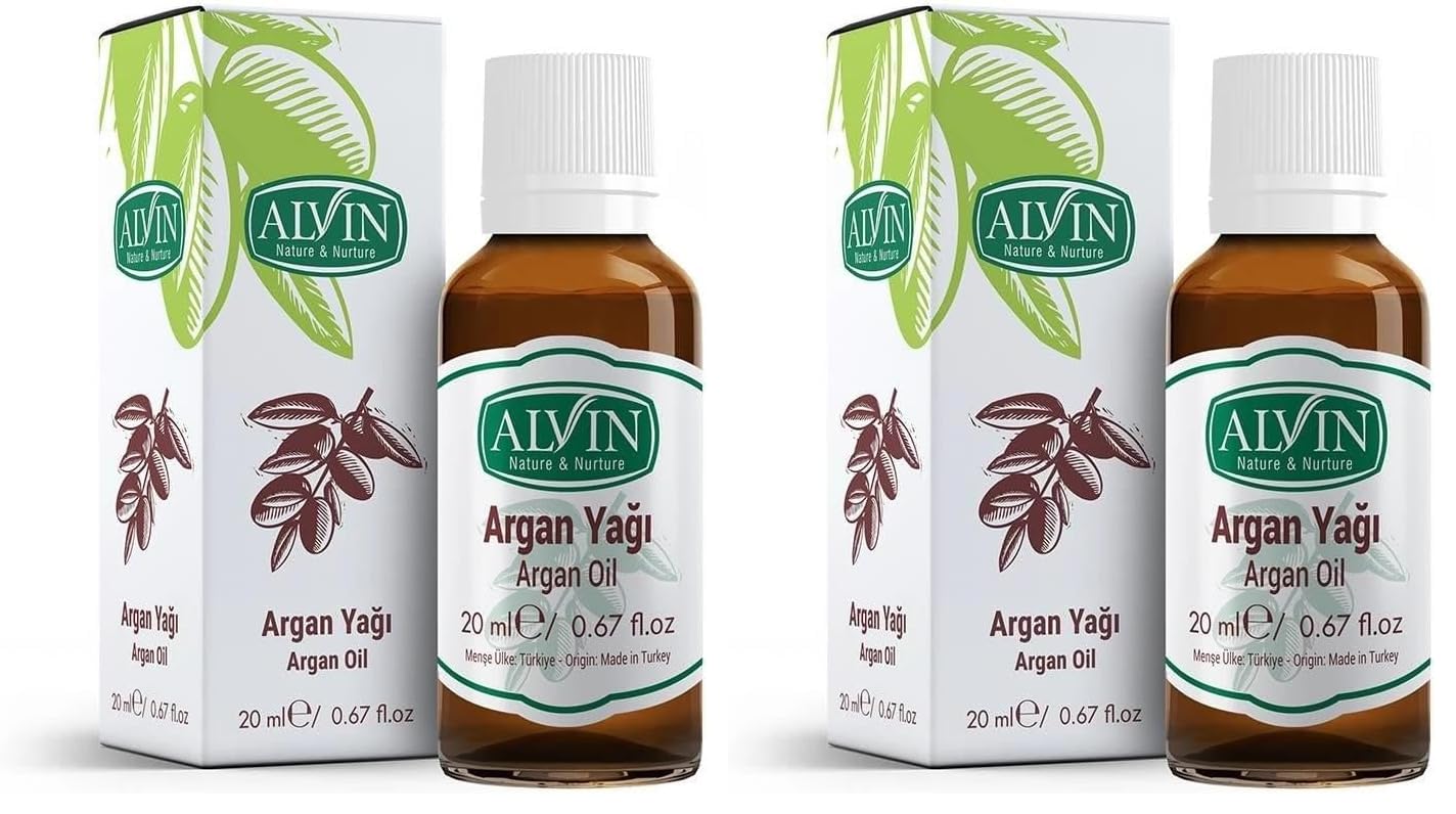 Alvin Argan Yağı, Soğuk Sıkım ve Doğal, Saç Bakımı, 20 ml (2 paketi)