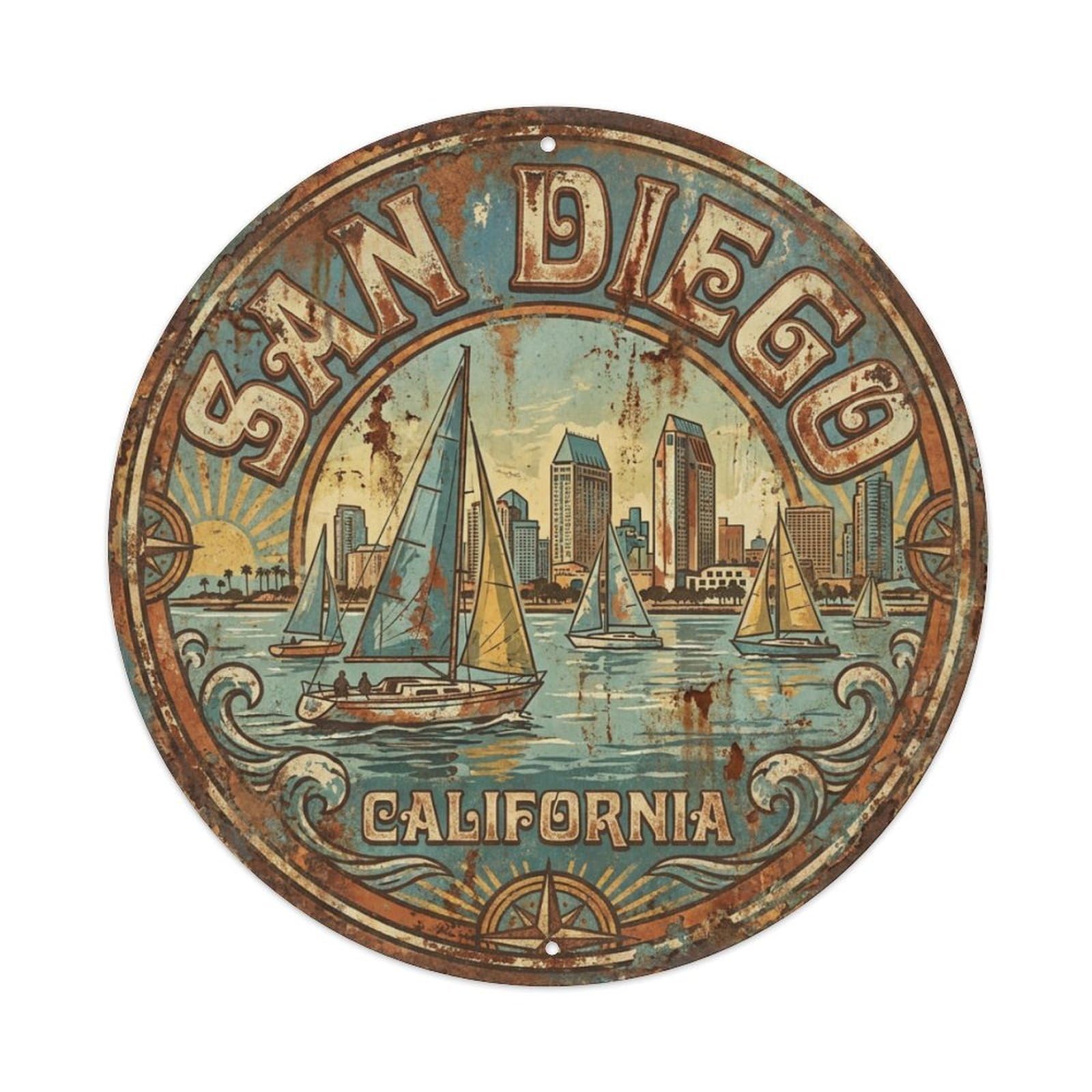 Tgrcjimh Style Metal Tin Sign Usa Retro Travel San Diego