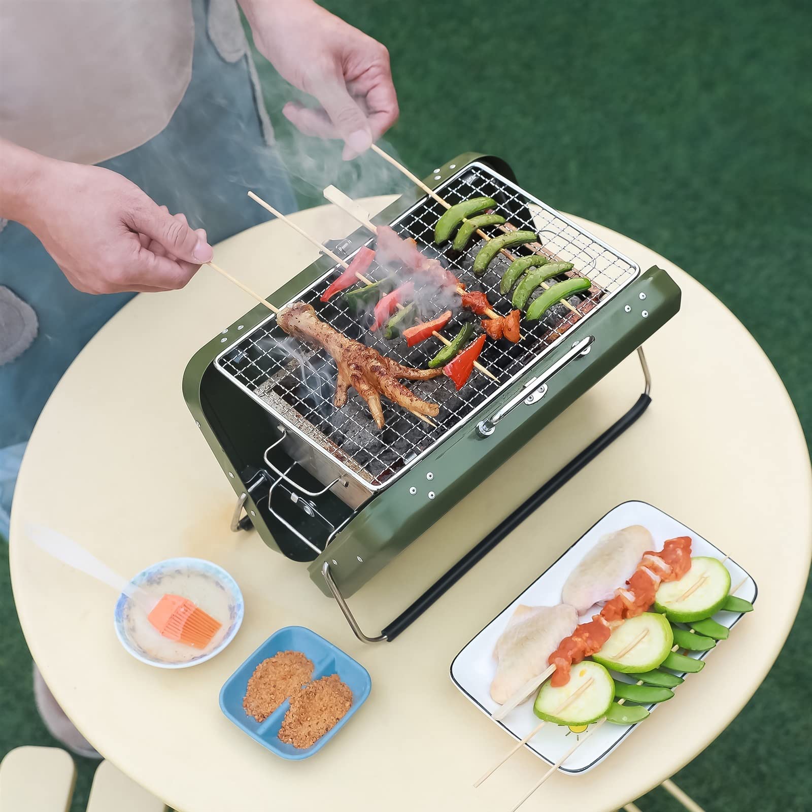 Przenośny Grill Ogrodowy Typu Walizka Do Grillowania Na Kempingu, Pikniku, Piec Do Grillowania Na Węgiel Drzewny Do Użytku Domowego