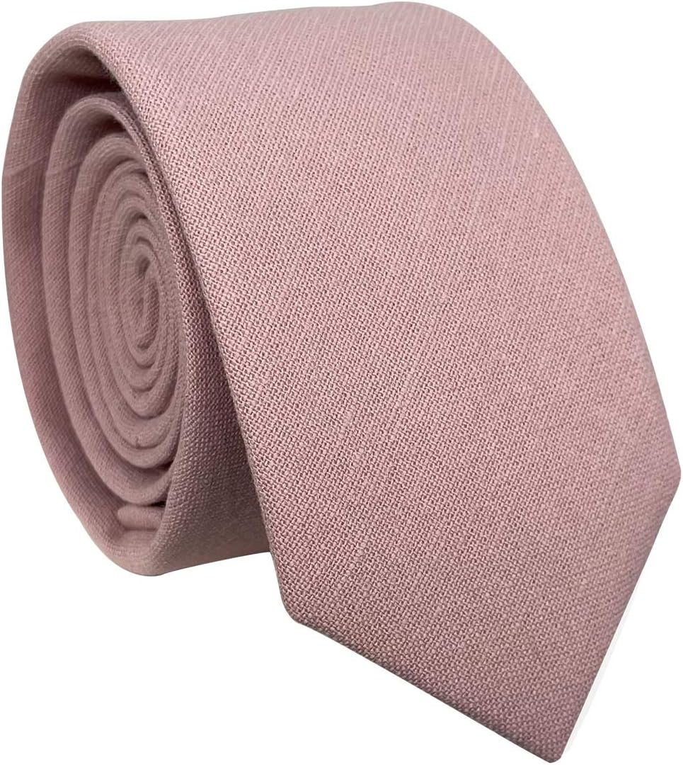 Mens Solid Color Necktie Cotton Neck Tie for Men