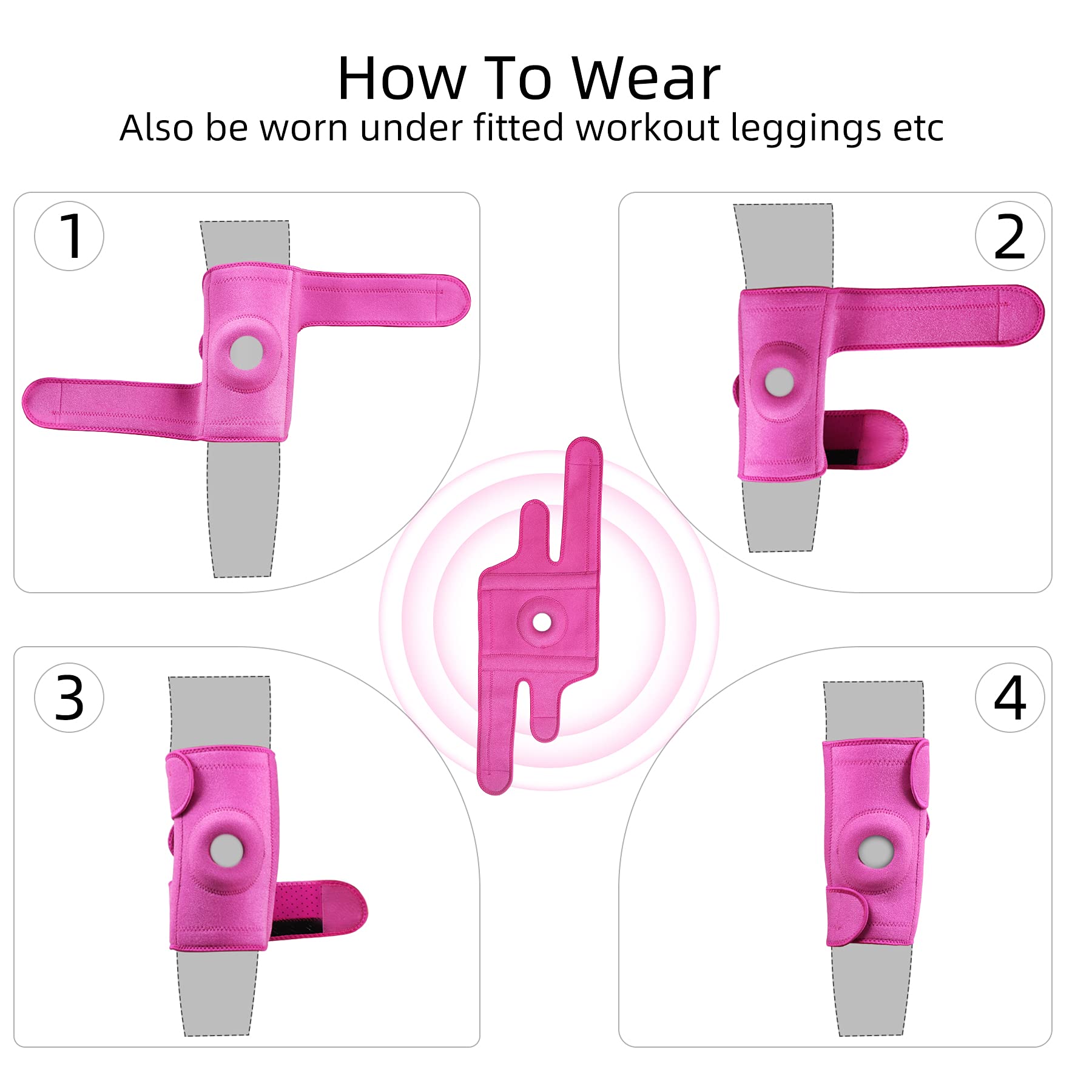 Rodillera para mujer, mangas de compresión ajustables para mujer con almohadillas para rótula y estabilizadores laterales, para daños en los ligamentos/alivio de la artritis/desgarro del menisco/cor