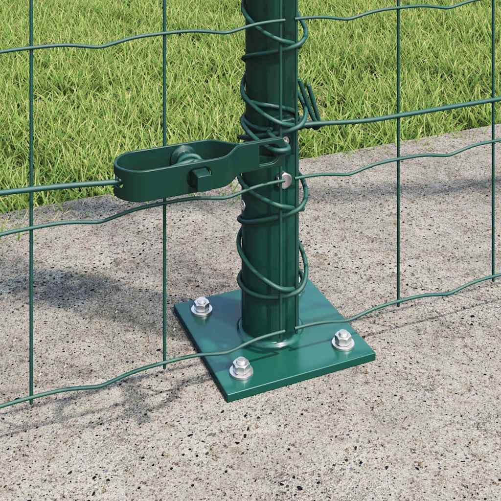 Eurovalla Set 10 m x 1,6 m verde – Valla de malla de alambre de acero con postes y alambre tensor – Juego completo de valla de jardín para delimitación de parcelas y recintos