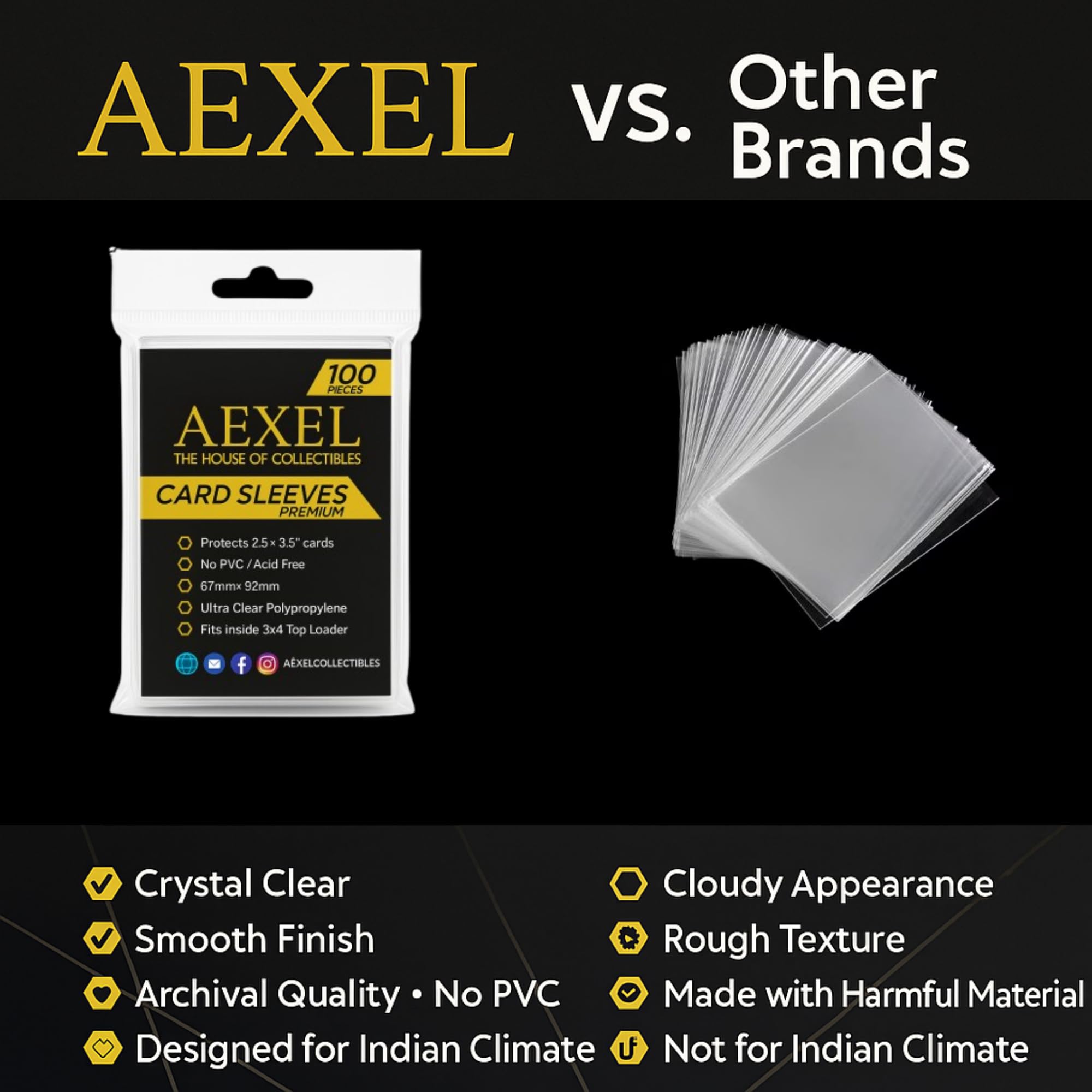 AEXEL Premium Clear Penny Sleeves for Trading Cards 67mm x 92mm - Fits Poke- mon, Chrome & All TCG Cards Archival Quality, Acid-Free, Non-PVC Ultra Soft Card Protectors (4 Pack of 100 Pcs) 3