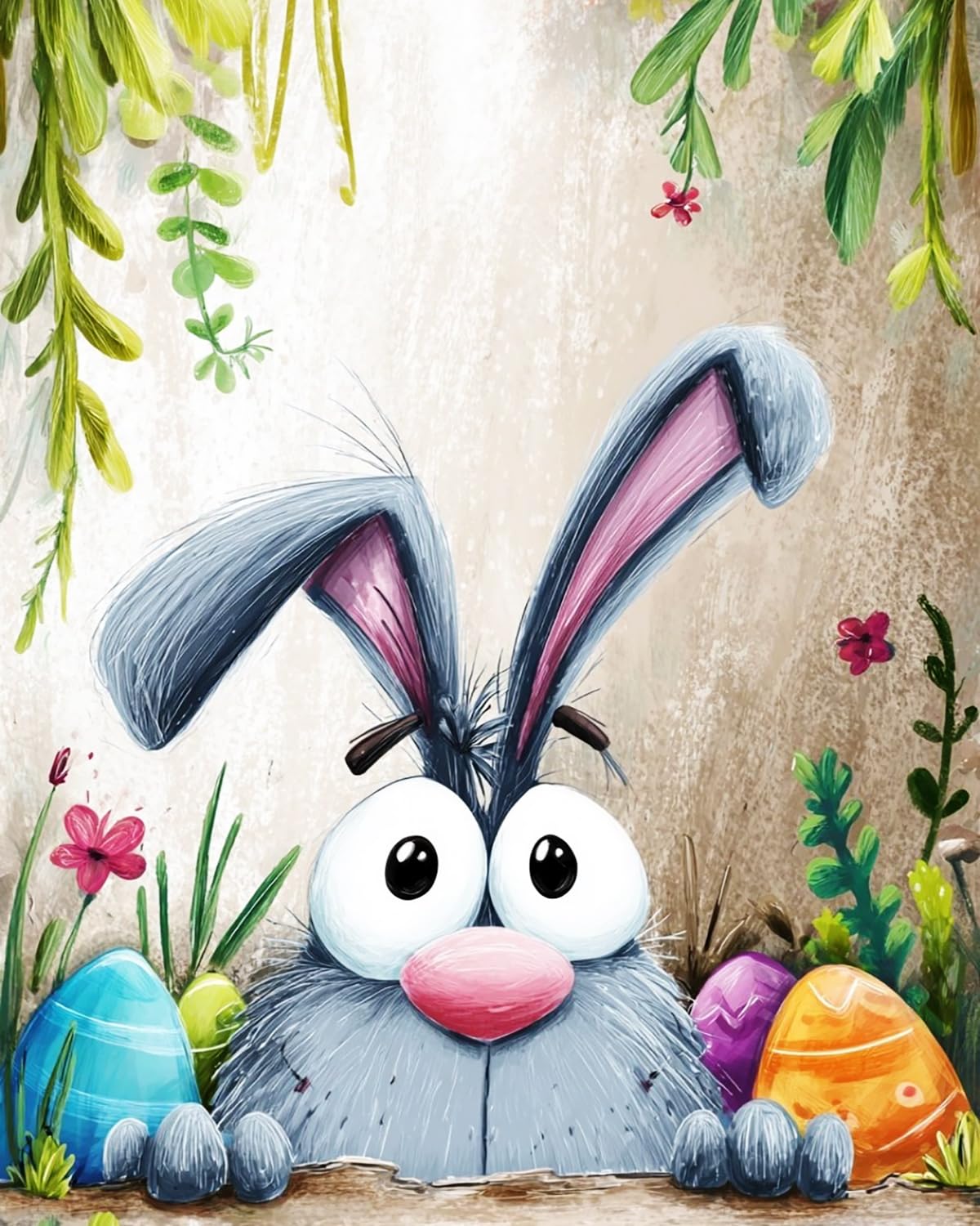 Liubaishi Multicolour Paint By Numbers Kit For Adults, Easter Egg Rabbit, 40X50 Cm, Acrylic On Canvas