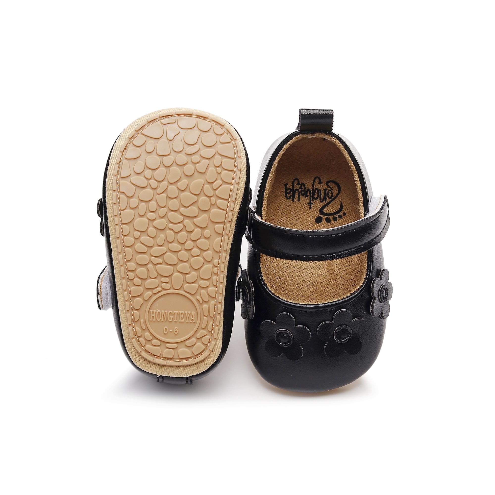 HONGTEYA Baby Girls Shoes Infant Mary Jane Flats Non Slip Newborn Moccasins
