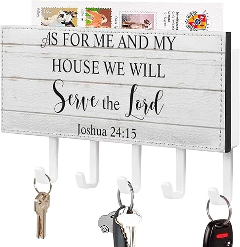 As for Me and My House We Will Serve The Lord - Soporte de pared para llaves con texto cristiano, autoadhesivo, decoración rústica para entrada,
