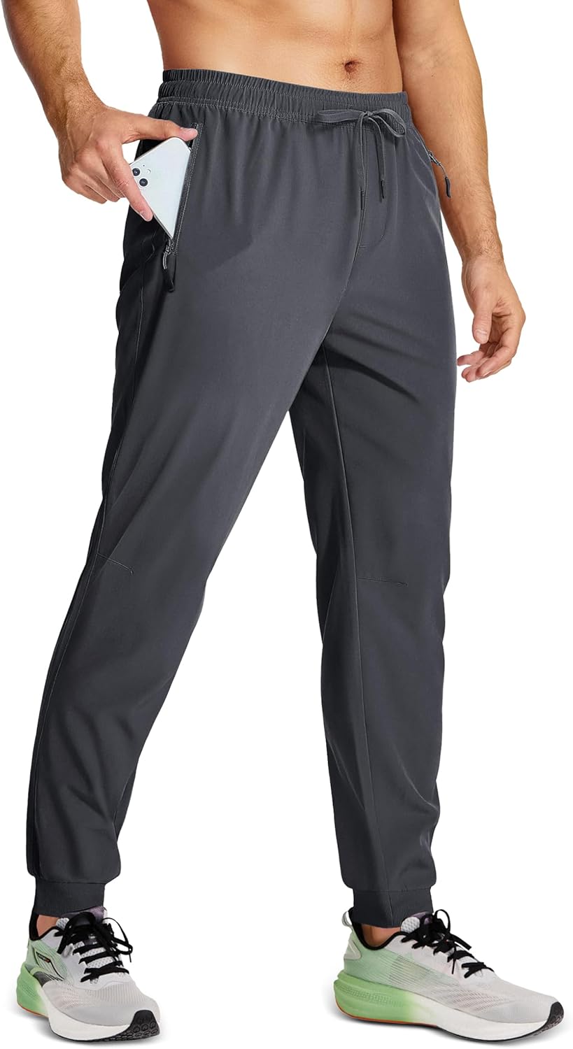 MAGCOMSEN Men's Joggers with Zipper Pockets Lightweight Hiking Sweatpants Athletic Pants for Men Running Workout Traning Gym