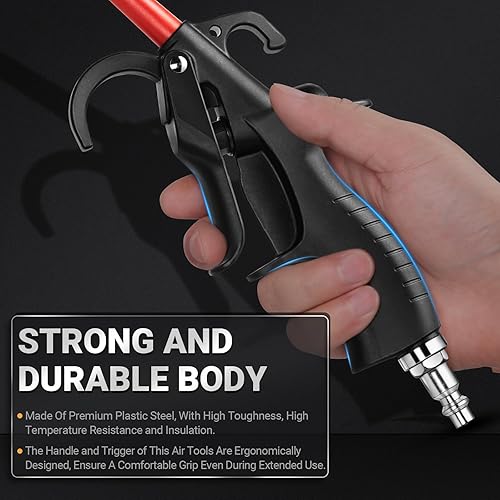 Miniatura 3 de Pistola de soplado de aire de 290 PSI máximos para compresor, boquilla de aire de entrada de aire de 14 de pulgada, disparador de flujo de aire,
