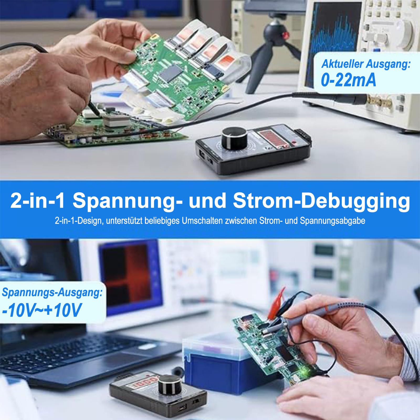 Handheld Digitaler Signalgenerator, 0-10V 0-22mA Einstellbare Spannungsstromsignalgenerator Analoger Simulator, Strom-Spannungs signal generator Stromspannung Analoger für SPS System Debugging
