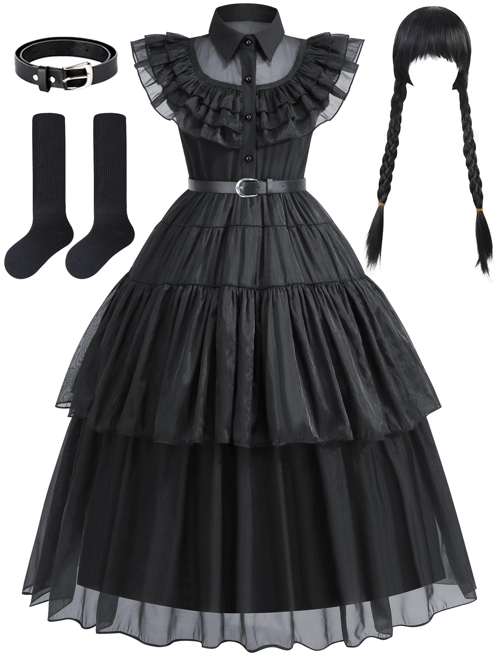 Black Costume Dress Up for Girl Kids Toddler Birthday Halloween Cosplay Outfit Black Party Dress