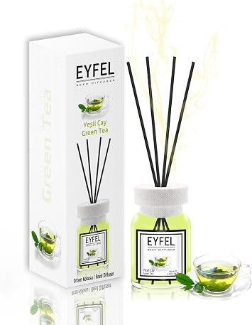 EYFEL Reed Diffusers for Home Fresh & Floral Reed Diffuser Set 4.05 fl oz Oil Diffuser Sticks, Bathroom Diffuser, Home Fragrances, Scented Sticks, Home Decor Green Tea
