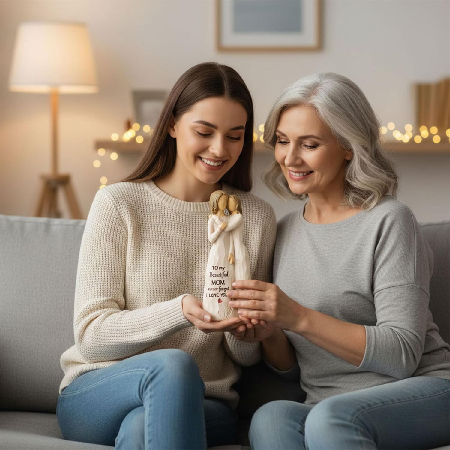 NAN ZAI NAN FANG Mother Daughter Figurine Gifts for Mom from Daughter 5.5" Resin Sculpted Hand-Painted Figure Birthday Mothers Day Thanksgiving for Moms Mother-in-Law - Image 5