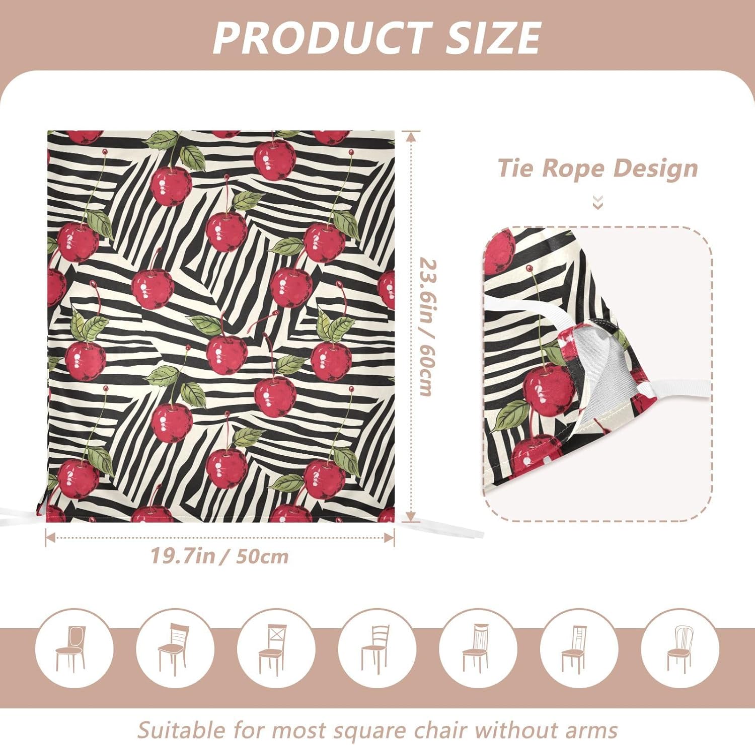 ALAZA Tiger Stripes Cherry Chair Back Cover Set of 6, Washable Reusable Removable Chair Slipcovers Decorative Chair Cover for Home Kitchen Wedding Party