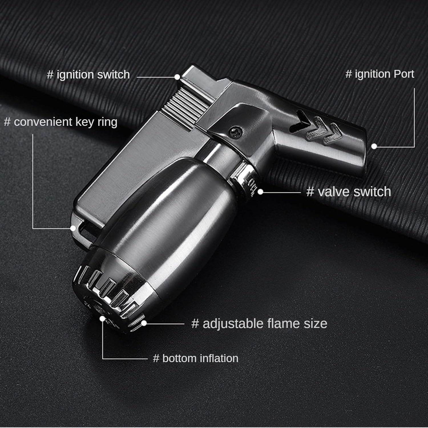 防風ジェットフレームトーチライター ジェットフレームパイプライター ブタンガスシガーライターを補充可能 屋外ピクニックパイプや葉巻に