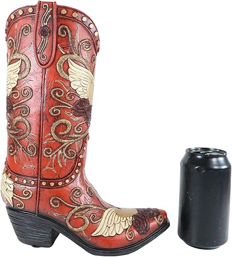 Miniatura 6 de Ebros Gift Ramo de flores rústicas de imitación rojo con alas de ángel de cuero sintético con diseño de corazón y rosas de vaquera o vaquero,