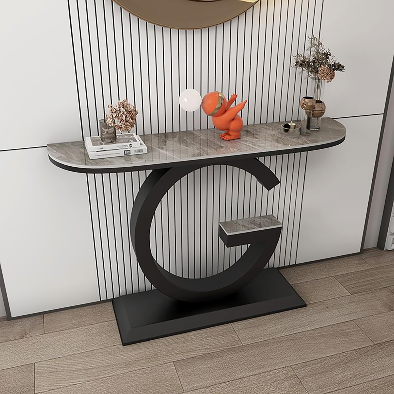 LaYiQimn Modern Console Table,Modern Geometric Console Table - Industrial Sofa Table for Living Room, Entryway, Hallway, Foyer - Narrow Accent Table