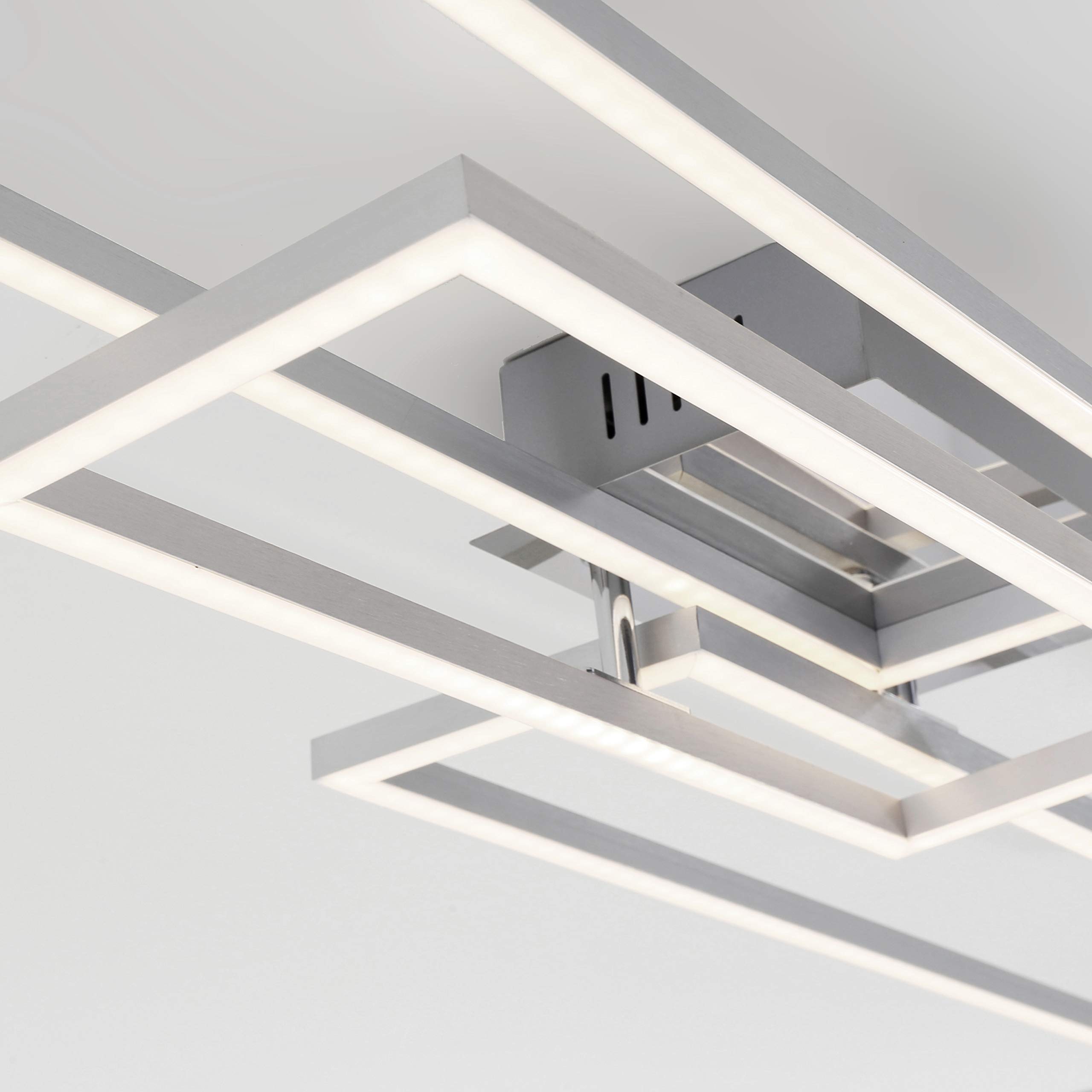 BRILONER - LED Deckenlampe mit Fernbedienung, dimmbar, einstellbar von warmweiß bis neutralweiß, LED Lampe, Deckenleuchte, Wohnzimmerlampe, Schlafzimmerlampe, Küchenlampe, 110x35x10 cm, Chrom-Alu