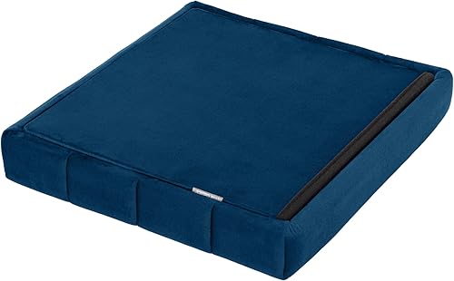 Miniatura 7 de Seville Classics Reposapiés otomano de tela acolchada, asiento acolchado para dormitorio, dormitorio, loft, sala de estar, entrada, pasillo, Azul